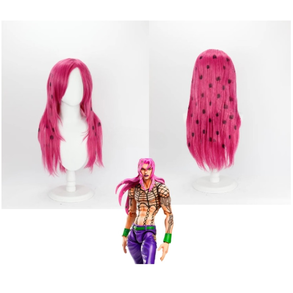 Cosplay Anime Pink Hair - Perruque de cosplay Anime JoJo Diavolo,