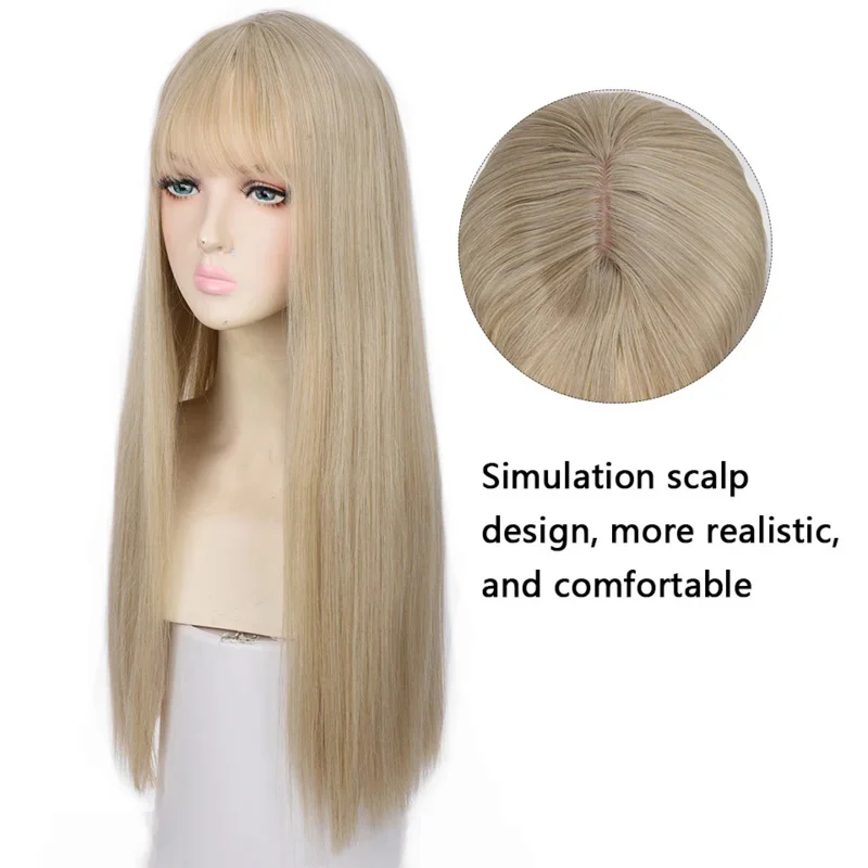 Cosplay Anime Pink Hair - Perruque synthétique longue et droite Houyan