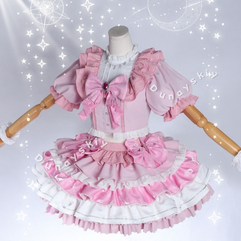 Cosplay Anime Pink Hair - Tenue d'Idole Rose Puella Magi Madoka